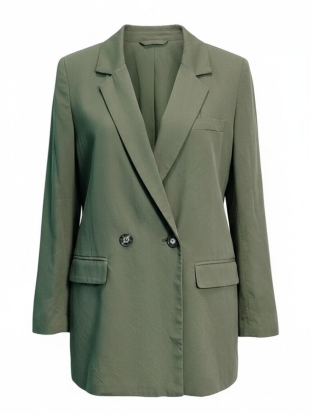 Madewell Olive Green Lyocell Blend Oversized Blazer Jacket Work Casual Size XS - Picture 2 of 6